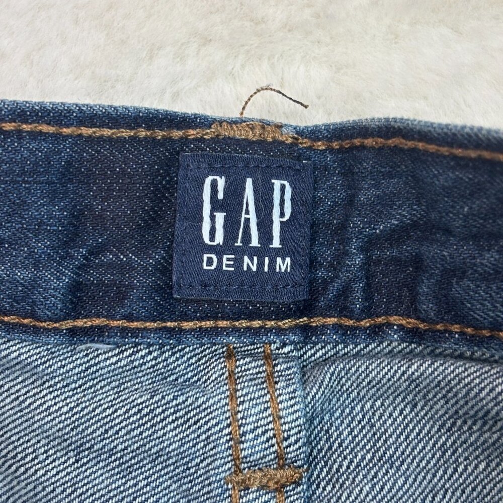 Gap Mini Skirt 30 Medium Wash Denim Button-Fly Raw Hem Blue Cotton Casual - Picture 7 of 8